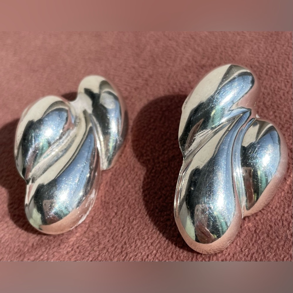Vintage Abstract Modernist Sterling Silver Earrings
